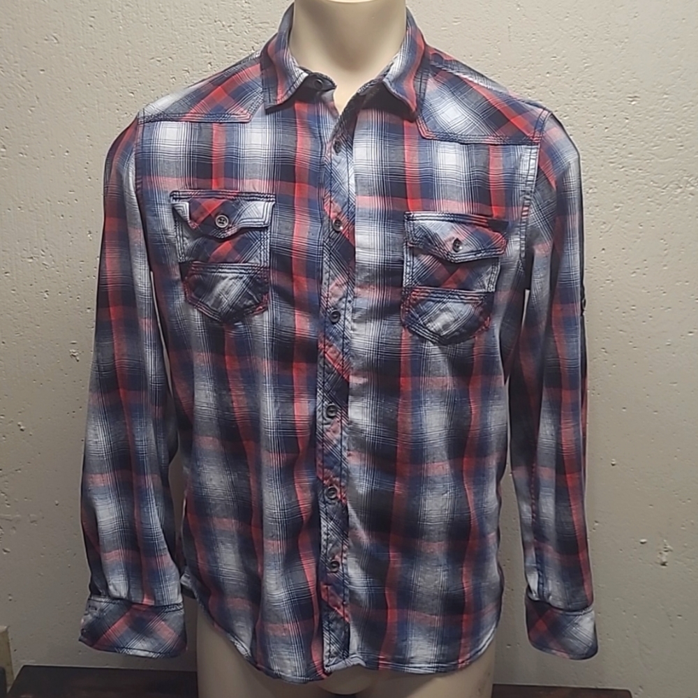Men's Rock & Republic long sleeve button front shirt size L